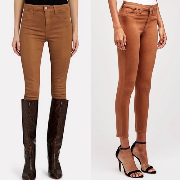 L'AGENCE Margot Java Coated High Rise Skinny Jeans Brown Size 25 - Picture 12 of 12